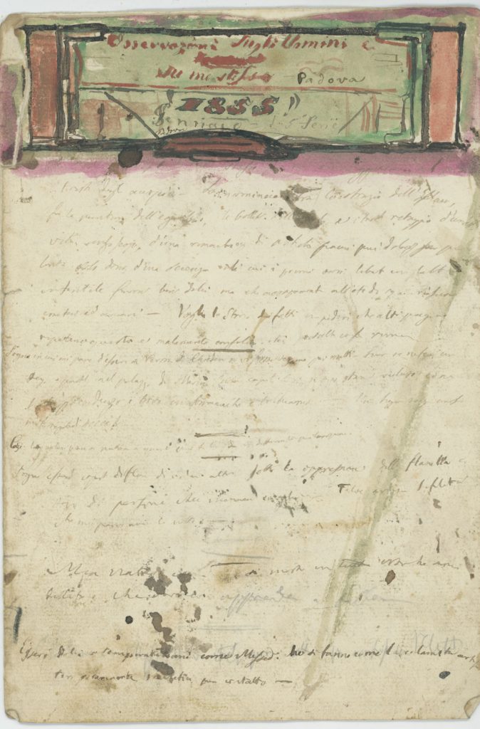 Pagina del diario giovanile di Cesare Lombroso. Gennaio 1855